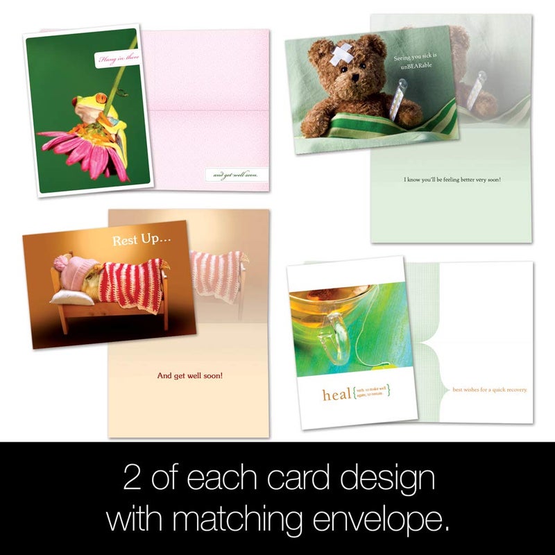 Tree-Free Greetings - Get Well Cards - Artful Designs - 8 Assorted Cards + Matching Envelopes - Made in USA - 100% Recycled Paper - 5 x 7 - Rest Up and Heal (GA31531) - Image 3